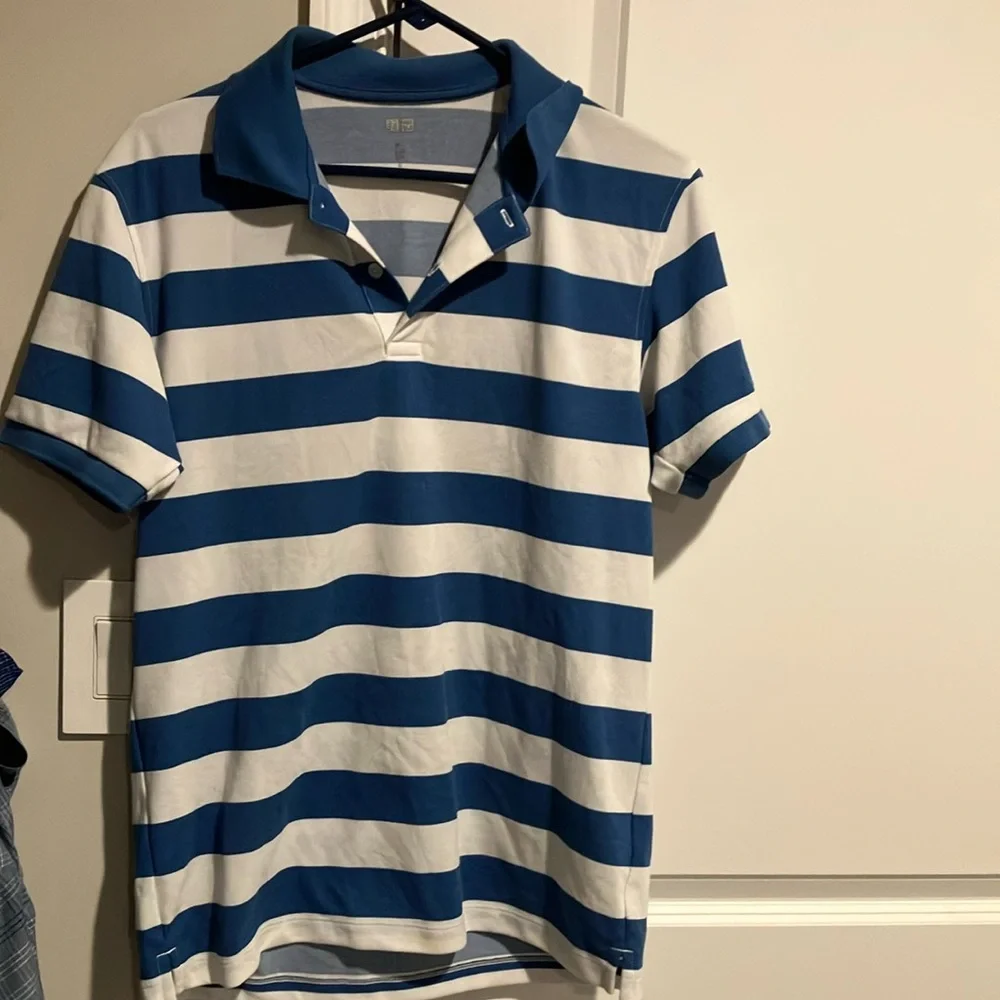 Uniqlo Brand - Blue and White Striped Shirt - Picture 1 of 8